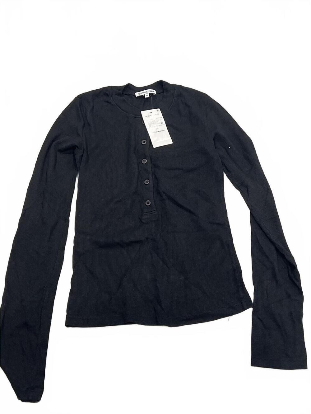 COTTON CITIZEN Verona Henley Shirt in Jet Black - Picture 2 of 4